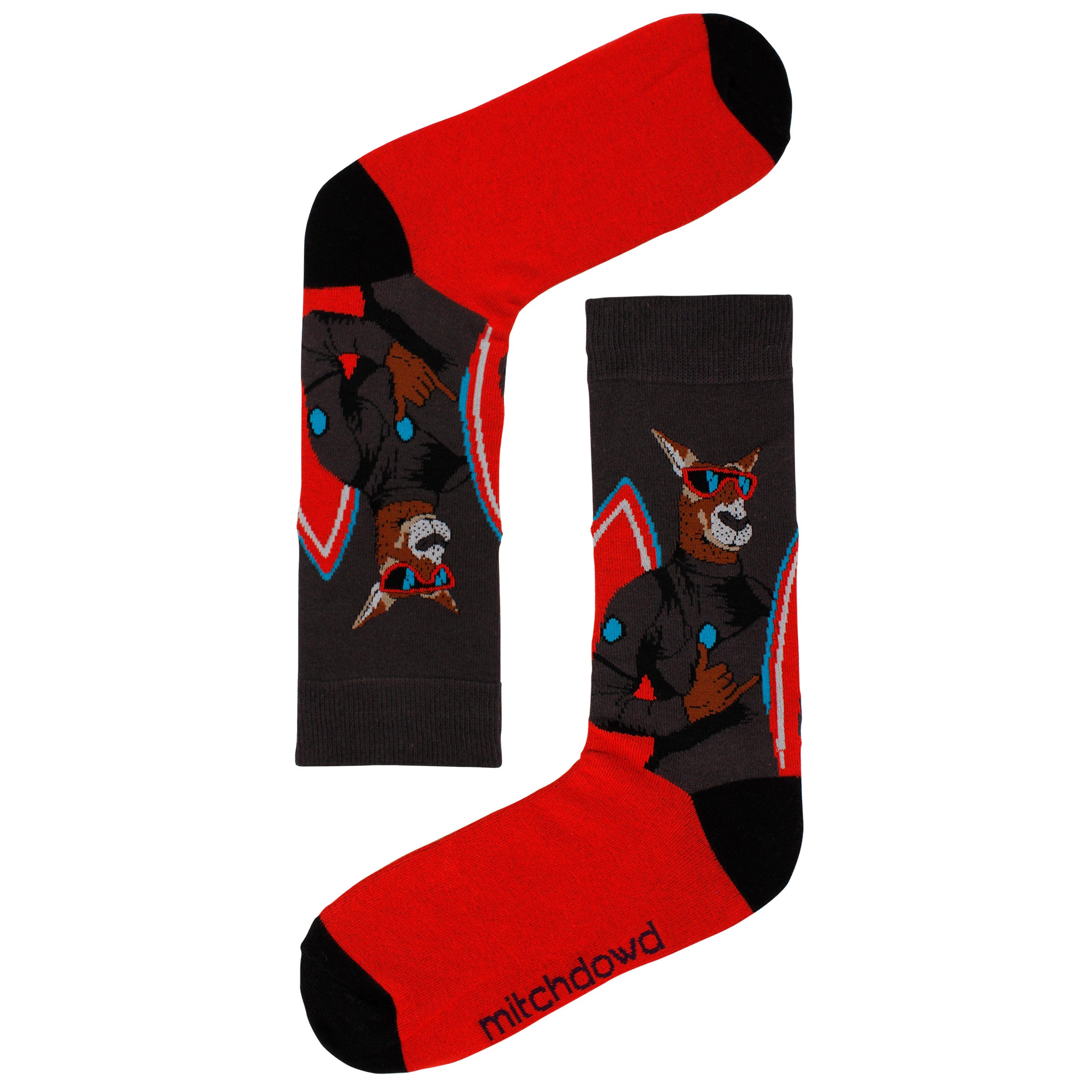 Men's Surf Roo Cotton Crew Socks - Charcoal - Image 1