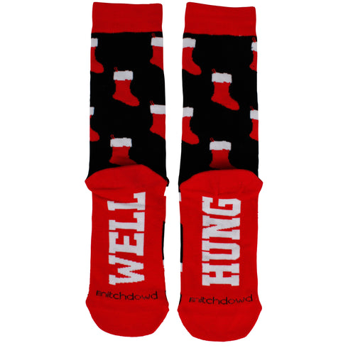 Men's Well Hung Cotton Crew Socks - Red