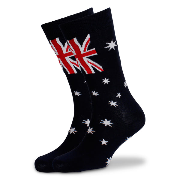 Men's Aussie Flag Cotton Crew Socks - Navy