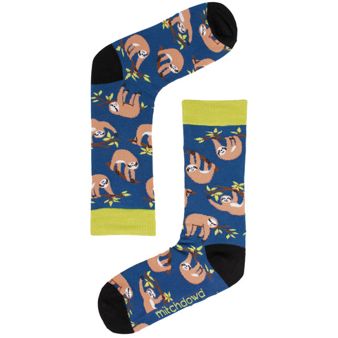 Men's Sleepy Sloths Crew Socks - Blue
