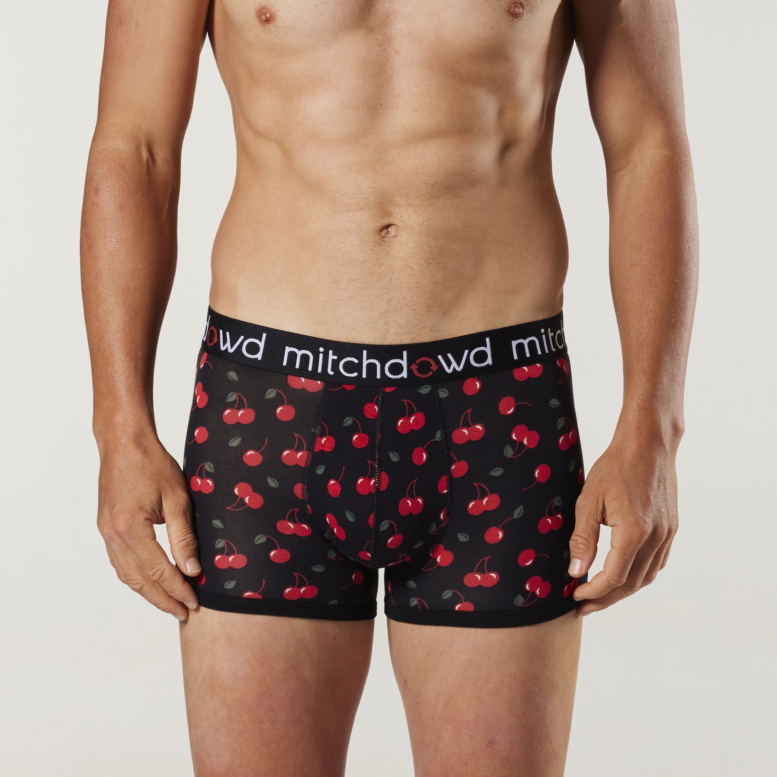 Men's Juicy Cherries Bamboo Mid-Length Trunk - Black - Image 1