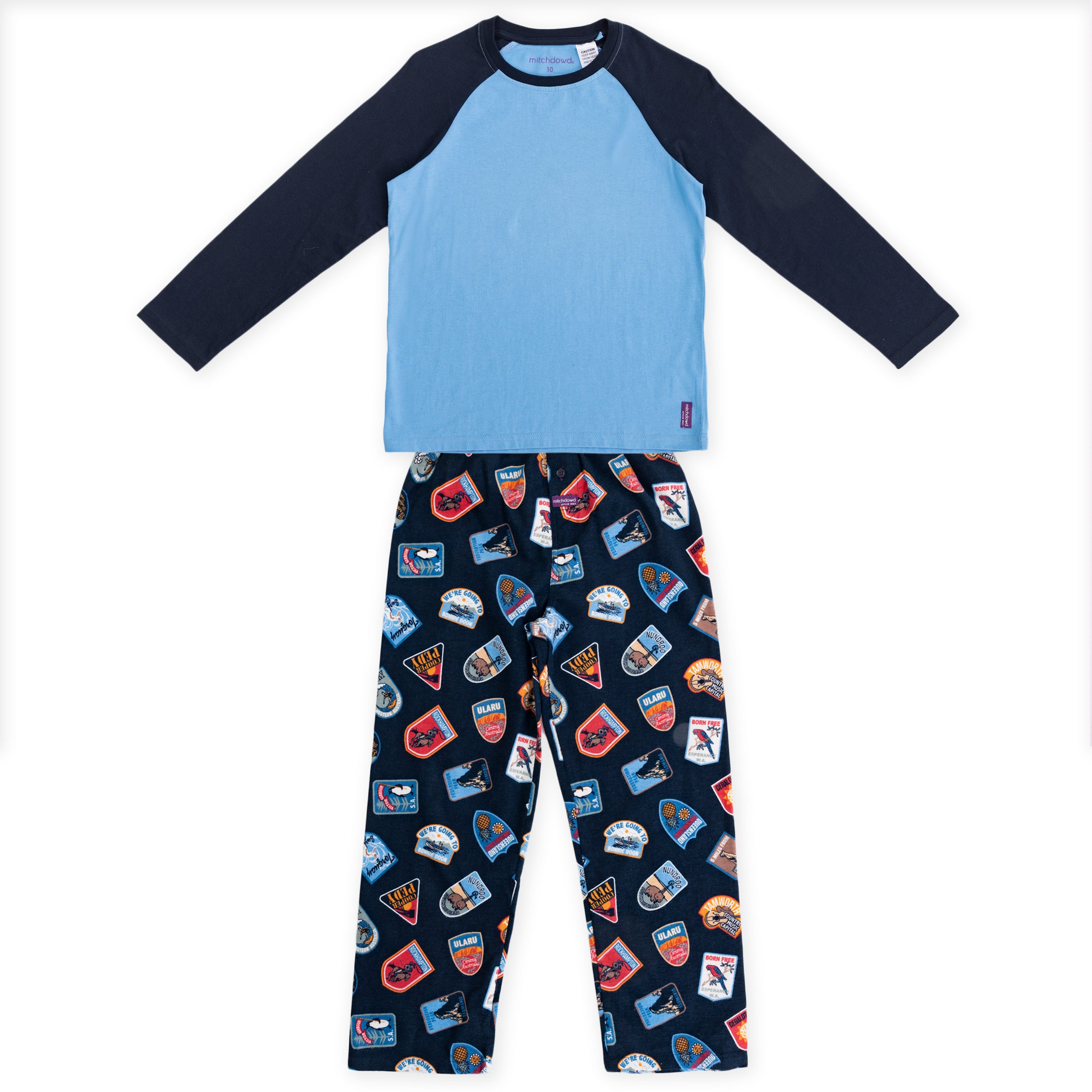 Boy's Retro Road Flannel Long Sleeve Pyjama Set - Navy - Image 1