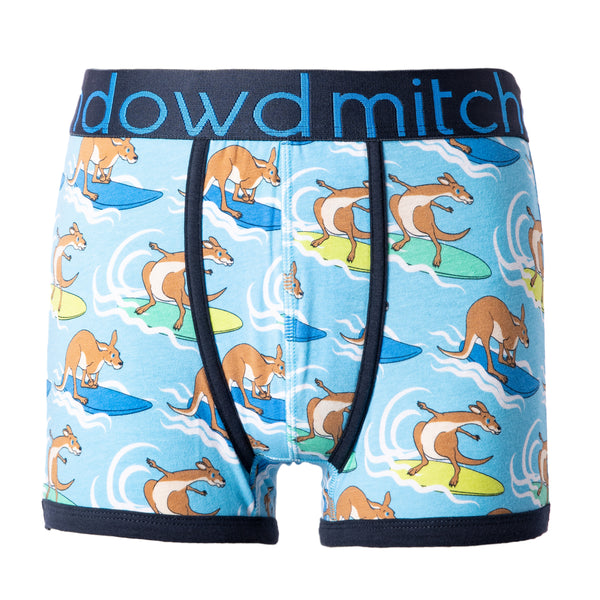 Boy's Surfing Roos Cotton Trunk - Blue