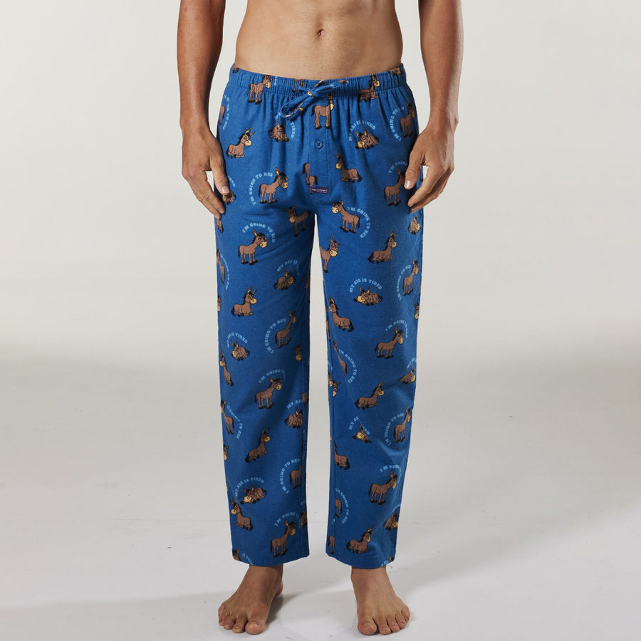 Men's Tired Donkeys Cotton Flannel Sleep Pants - Blue
